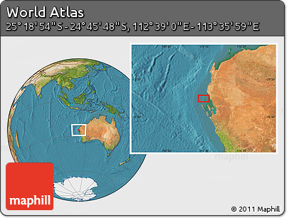 Satellite Location Map of the Area around 25° 2' 21" S, 113° 7' 30" E