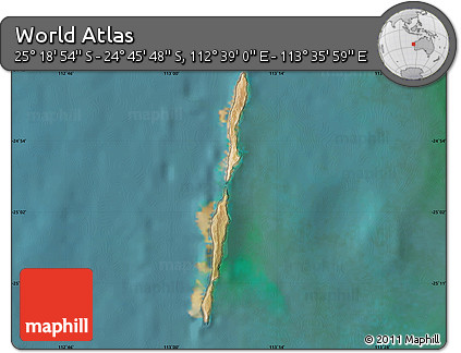 Satellite Map of the Area around 25° 2' 21" S, 113° 7' 30" E