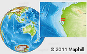 Physical Location Map of the area around 25° 2' 21" S, 113° 58' 29" E