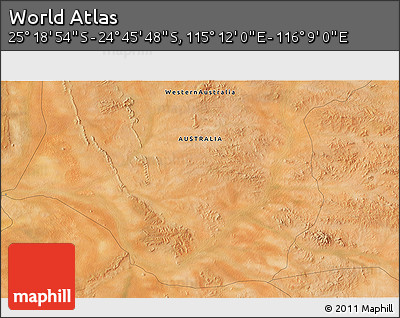 Satellite 3D Map of the Area around 25° 2' 21" S, 115° 40' 30" E