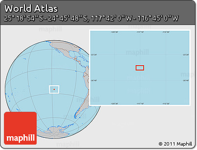 Gray Location Map of the Area around 25° 2' 21" S, 117° 13' 29" W