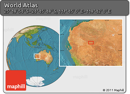 Satellite Location Map of the Area around 25° 2' 21" S, 118° 13' 29" E