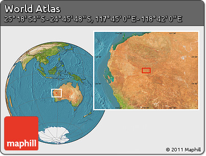 Satellite Location Map of the Area around 25° 2' 21" S, 118° 13' 29" E