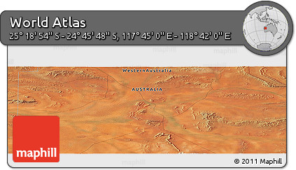 Satellite Panoramic Map of the Area around 25° 2' 21" S, 118° 13' 29" E