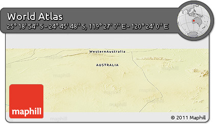 Physical Panoramic Map of the Area around 25° 2' 21" S, 119° 55' 30" E