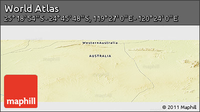 Physical Panoramic Map of the Area around 25° 2' 21" S, 119° 55' 30" E