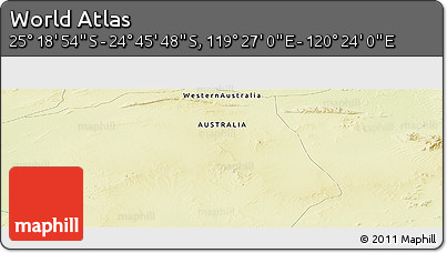 Physical Panoramic Map of the Area around 25° 2' 21" S, 119° 55' 30" E