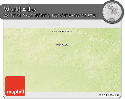 Physical 3D Map of the Area around 25° 2' 21" S, 122° 28' 29" E