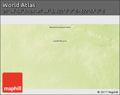 Physical 3D Map of the Area around 25° 2' 21" S, 122° 28' 29" E