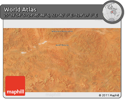 Satellite 3D Map of the Area around 25° 2' 21" S, 124° 10' 30" E