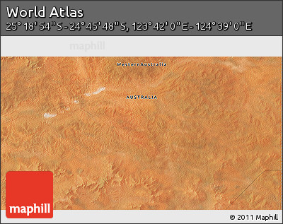 Satellite 3D Map of the Area around 25° 2' 21" S, 124° 10' 30" E