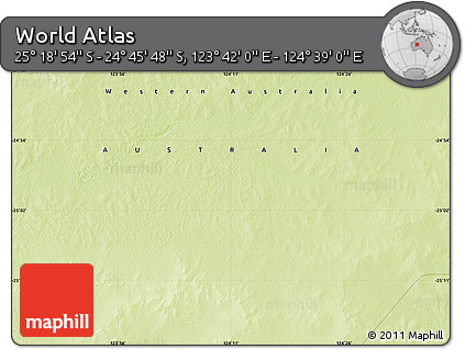 Physical Map of the Area around 25° 2' 21" S, 124° 10' 30" E