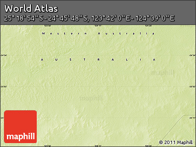 Physical Map of the Area around 25° 2' 21" S, 124° 10' 30" E