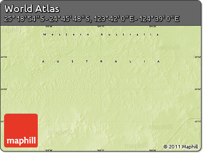 Physical Map of the Area around 25° 2' 21" S, 124° 10' 30" E