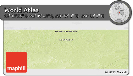 Physical Panoramic Map of the Area around 25° 2' 21" S, 124° 10' 30" E