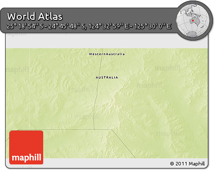 Physical 3D Map of the Area around 25° 2' 21" S, 125° 1' 30" E