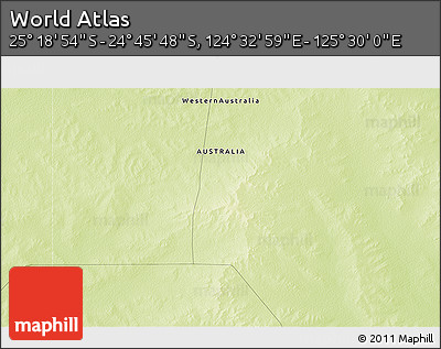 Physical 3D Map of the Area around 25° 2' 21" S, 125° 1' 30" E