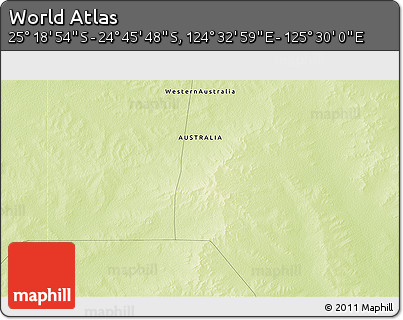 Physical 3D Map of the Area around 25° 2' 21" S, 125° 1' 30" E