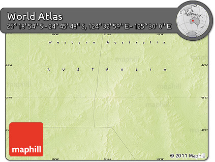 Physical Map of the Area around 25° 2' 21" S, 125° 1' 30" E