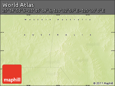 Physical Map of the Area around 25° 2' 21" S, 125° 1' 30" E