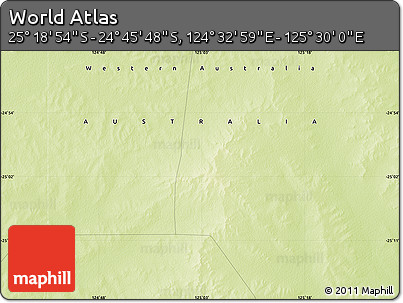 Physical Map of the Area around 25° 2' 21" S, 125° 1' 30" E