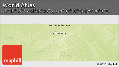 Physical Panoramic Map of the Area around 25° 2' 21" S, 125° 1' 30" E