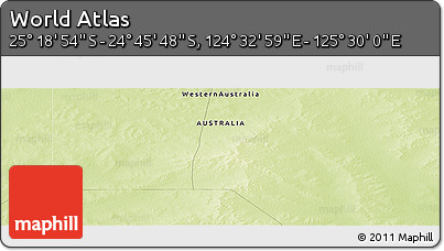 Physical Panoramic Map of the Area around 25° 2' 21" S, 125° 1' 30" E