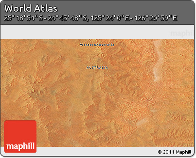 Satellite 3D Map of the Area around 25° 2' 21" S, 125° 52' 30" E