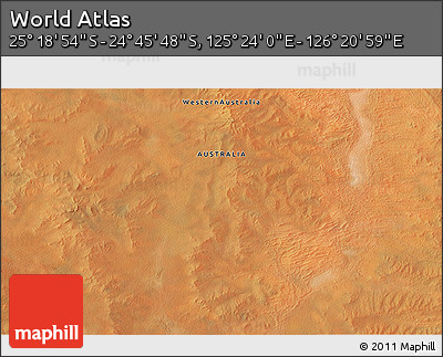 Satellite 3D Map of the Area around 25° 2' 21" S, 125° 52' 30" E