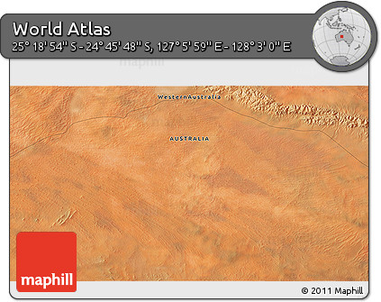 Satellite 3D Map of the Area around 25° 2' 21" S, 127° 34' 30" E