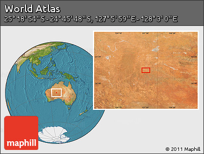 Satellite Location Map of the Area around 25° 2' 21" S, 127° 34' 30" E