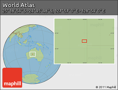 Savanna Style Location Map of the Area around 25° 2' 21" S, 128° 25' 30" E