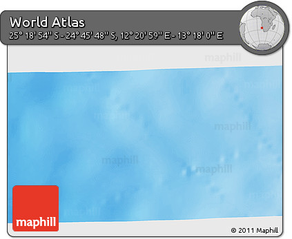 Physical 3D Map of the Area around 25° 2' 21" S, 12° 49' 29" E