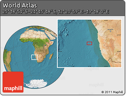 Satellite Location Map of the Area around 25° 2' 21" S, 12° 49' 29" E