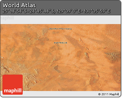 Satellite 3D Map of the Area around 25° 2' 21" S, 130° 7' 30" E
