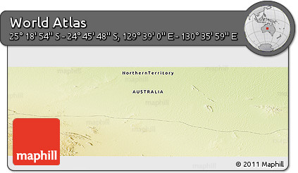 Physical Panoramic Map of the Area around 25° 2' 21" S, 130° 7' 30" E