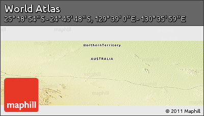 Physical Panoramic Map of the Area around 25° 2' 21" S, 130° 7' 30" E