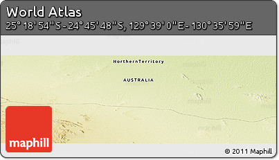 Physical Panoramic Map of the Area around 25° 2' 21" S, 130° 7' 30" E