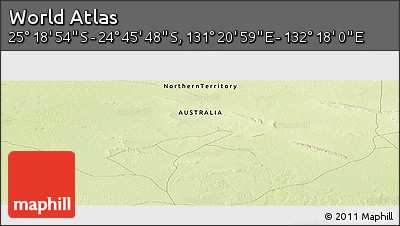 Physical Panoramic Map of the Area around 25° 2' 21" S, 131° 49' 29" E