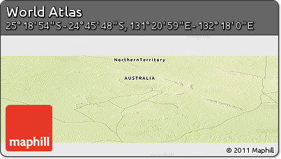 Physical Panoramic Map of the Area around 25° 2' 21" S, 131° 49' 29" E