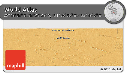 Political Panoramic Map of the Area around 25° 2' 21" S, 131° 49' 29" E
