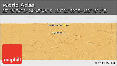 Political Panoramic Map of the Area around 25° 2' 21" S, 131° 49' 29" E