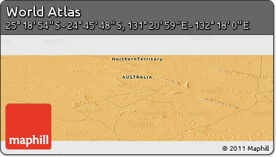 Political Panoramic Map of the Area around 25° 2' 21" S, 131° 49' 29" E