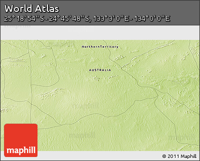 Physical 3D Map of the Area around 25° 2' 21" S, 133° 31' 30" E