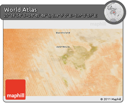 Satellite 3D Map of the Area around 25° 2' 21" S, 138° 37' 30" E
