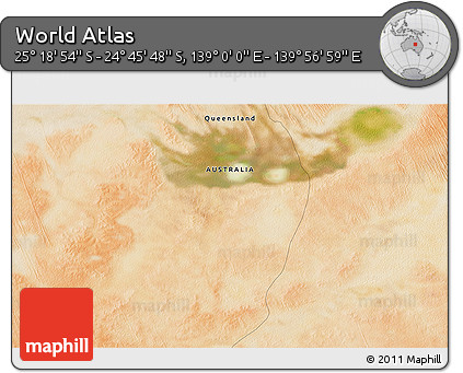 Satellite 3D Map of the Area around 25° 2' 21" S, 139° 28' 29" E