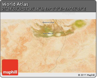 Satellite 3D Map of the Area around 25° 2' 21" S, 139° 28' 29" E