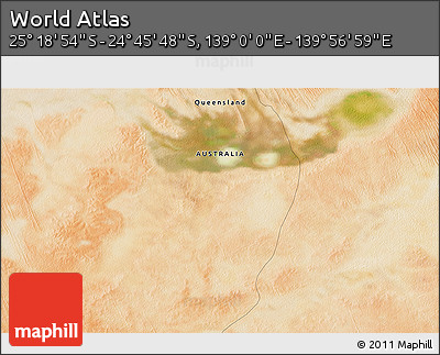 Satellite 3D Map of the Area around 25° 2' 21" S, 139° 28' 29" E