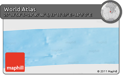 Physical Panoramic Map of the Area around 25° 2' 21" S, 13° 40' 30" E