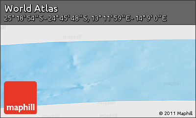 Physical Panoramic Map of the Area around 25° 2' 21" S, 13° 40' 30" E